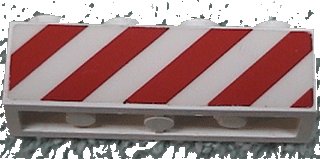 LEGO onderdeel Steen 1 x 4 met Rode Gevaar Strepen Patroon op Twee Zijden (Stickers) - Set 6681 (3010pb006)