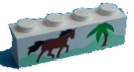 LEGO onderdeel Brick 1 x 4 with Horse Running and Palm Tree Pattern (3010pb022)