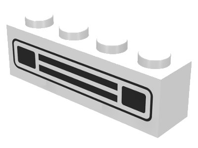 LEGO onderdeel Brick 1 x 4 with Car Grille Black Pattern (Surface Print) (3010pb036s)