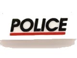 LEGO part Brick 1 x 4 with Black 'POLICE' Red Line on White Background Pattern (Sticker) - Sets 6344 / 6398 3010pb047