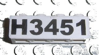 LEGO part Stein 1 x 4 with Black 'H3451' Pattern (Sticker) - Set 3451 (3010pb092)