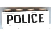 LEGO part Brick 1 x 4 with Black 'POLICE' Pattern (Sticker) - Sets 6111 / 8135 / 8665 3010pb118
