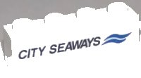LEGO part Brick 1 x 4 with Black 'CITY SEAWAYS' and Two Blue Tildes Pattern (Sticker) - Set 60119 3010pb189