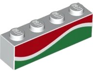 LEGO onderdeel Brick 1 x 4 with Red and Green Waves (Octan Fuel) Pattern 3010pb258
