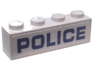 LEGO part Brique 1 x 4 with Blue 'POLICE' on White Background Pattern, Full Length of Brick - (Sticker) - Set 60176 (3010pb263)
