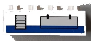 LEGO part Brick 1 x 4 with Blue Stripe, Black Vent and Hatch on White Background Pattern (Sticker) - Set 60164 (3010pb316)