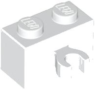 LEGO onderdeel Steen, Aangepast 1 x 2 met Geopende O Clip Dik (Verticale Grip) (30237b)