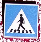 LEGO onderdeel Road Sign 2 x 2 Square with Clip with Crosswalk with Pedestrian Pattern (30258pb003)
