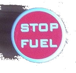 LEGO part Road Sign 2 x 2 Round with Clip with 'STOP FUEL' on Red Background Pattern (Sticker) - Sets 8206 / 8679 (30261pb018)