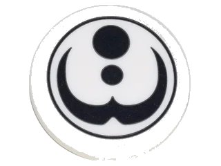 LEGO onderdeel Road Sign 2 x 2 Round with Clip with Black Circle Outline, 2 Black Circles and Curved Symbol Pattern (Sticker) - Set 70620 (30261pb032)