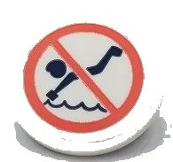 LEGO onderdeel Road Sign 2 x 2 Round with Clip with No Diving Pattern (Sticker) - Set 41430 (30261pb049)