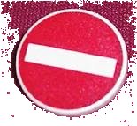 LEGO part Road Sign 2 x 2 Round with Clip with No Entry / Thoroughfare Pattern 30261px4