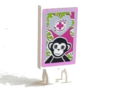 LEGO onderdeel Tile, Modified 2 x 3 with 2 Clips with Black Monkey, Magenta Cross and Bright Pink Border Pattern (Sticker) - Set 41058 (30350bpb038)
