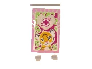 LEGO onderdeel Tile, Modified 2 x 3 with 2 Clips with Bright Light Orange Tiger, Magenta Cross, Bright Pink Border Pattern (Sticker) - Set 41058 (30350bpb039)