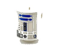 LEGO onderdeel Steen, Rond 2 x 2 x 2 Robot Lichaam met Grijze Lijnen en Blauw Patroon (R2-D2) 30361px2