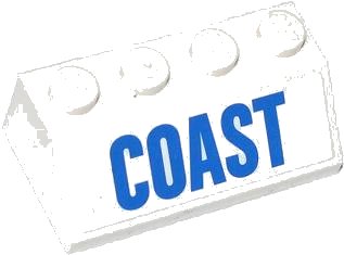 LEGO part Slope 45 2 x 4 with Blue 'COAST' Pattern (Sticker) - Set 60013 (3037pb029)