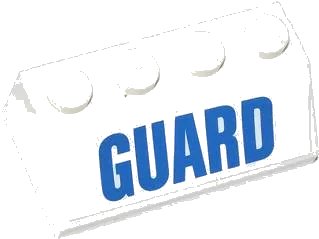 LEGO onderdeel Slope 45 2 x 4 with Blue 'GUARD' Pattern (Sticker) - Set 60013 (3037pb030)