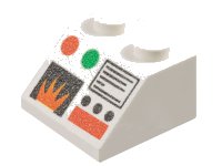 LEGO part Slope 45 2 x 2 with Monitor and Flame Pattern 3039pb018