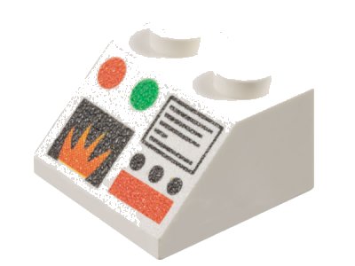 LEGO part Slope 45 2 x 2 with Monitor and Flame Pattern (3039pb018)