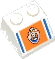 LEGO onderdeel Slope 45 2 x 2 with Blue Lines and Coast Guard Logo on Orange Background Pattern (Sticker) - Set 60012 (3039pb074)