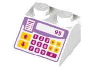 LEGO part Schräge 45 2 x 2 mit Medium Lavender Cash Register mit Magenta und Bright Light Orange Buttons Muster 3039pb092