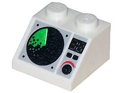 LEGO onderdeel Slope 45 2 x 2 with Black and Green Radar Screen, Digital '38', Buttons, and Dial Pattern (3039px5)