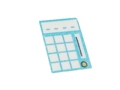 LEGO part Slope 45 2 x 1 with Light Aqua Keypad on Medium Azure Background Pattern (3040pb027)