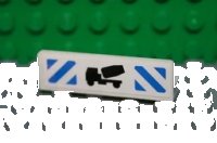 LEGO part Panel 1 x 4 x 1 with Black Cement Mixer and Blue Danger Stripes Pattern (Sticker) - Set 7990 30413pb016