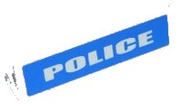 LEGO onderdeel Paneel 1 x 4 x 1 met Witte 'POLICE' Vet Breed Lettertype op Blauwe Achtergrond Patroon (Sticker) - Set 7236-2 30413pb027
