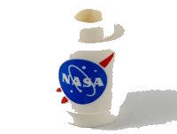 LEGO part Brick, Round 1 x 1 with Blue and Red NASA Logo Pattern 3062pb063