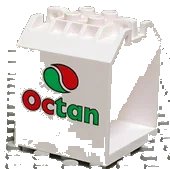 LEGO part Container, Box Open Ended 4 x 4 x 4 with 1 Locking Hinge Finger on Each End with Octan Logo Pattern 30639pb02