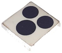 LEGO part Tile 2 x 2 with 3 Black Circles, Stove Top Burners Pattern (Sticker) - Sets 6365 / 6372 / 6374 3068p65