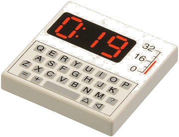 LEGO onderdeel Tile 2 x 2 with Keyboard and Red '0:19' Pattern (3068p80)