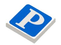 LEGO part Tile 2 x 2 with Capital Letter P on Blue Background Pattern 3068pb0007