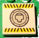 LEGO part Tile 2 x 2 with Black and Yellow Danger Stripes and Round Hatch Pattern 3068pb0023