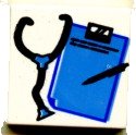 LEGO part Carreau 2 x 2 with Blue and Black Stethoscope, Clipboard, and Pen Pattern 3068pb0037