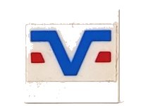 LEGO part Tile 2 x 2 with Blue -V- and Red Lines Pattern (Sticker) - Set 6346 3068pb0042