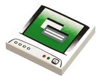 LEGO part Tile 2 x 2 with Computer Monitor with Dark Bluish Gray Icon Power Switch Pattern 3068pb0062