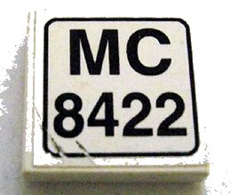 LEGO onderdeel Tile 2 x 2 with 'MC 8422' Pattern (Sticker) - Set 8422 (3068pb0157)
