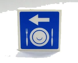LEGO onderdeel Tile 2 x 2 with Arrow, Plate and Silverware Pattern (Sticker) - Set 7997 (3068pb0162)