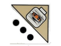 LEGO part Tile 2 x 2 with 3 Black Dots and Mummy Head Pattern 3068pb0194