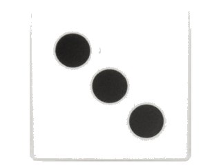 LEGO part Tile 2 x 2 with 3 Black Dots Pattern (3068pb0290)