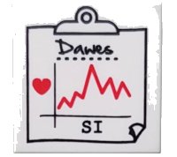 LEGO onderdeel Tile 2 x 2 with Black 'Dawes' and 'SI' and Red Heart and Jagged Line on Medical Chart Clipboard Pattern 3068pb0311
