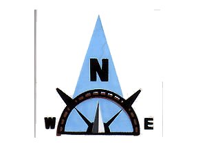 LEGO part Tile 2 x 2 with Compass North 'N' in Light Blue Pointer Pattern (3068pb0354)
