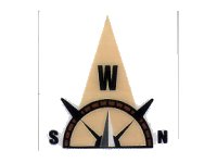 LEGO part Tile 2 x 2 with Compass West 'W' in Tan Pointer Pattern 3068pb0357