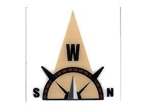 LEGO part Tile 2 x 2 with Compass West 'W' in Tan Pointer Pattern (3068pb0357)