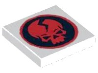 LEGO onderdeel Tile 2 x 2 with Ninjago Cracked Red Skull on Black Circle Pattern 3068pb0379