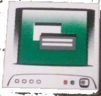 LEGO part Carreau 2 x 2 avec motif moniteur informatique avec bouton marche gris bleuté foncé 3068pb0381