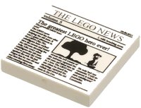 LEGO onderdeel Tile 2 x 2 with Newspaper 'THE LEGO NEWS', 'volume 3' and 'The greatest LEGO hero ever!' Pattern 3068pb0431