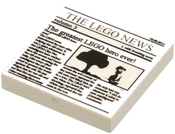 LEGO onderdeel Tile 2 x 2 with Newspaper 'THE LEGO NEWS', 'volume 3' and 'The greatest LEGO hero ever!' Pattern (3068pb0431)